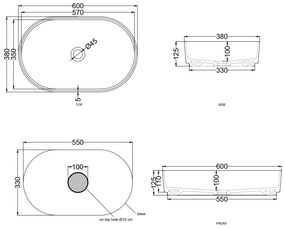 Cielo Shui Comfort Lavabo da appoggio 60x38 ovale senza troppopieno in ceramica bianco lucido