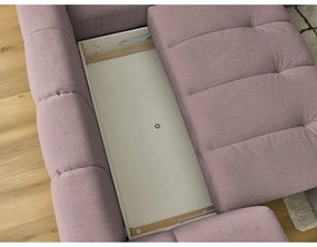 Divano angolare rosa allungabile e con contenitore (penisola a destra/a L) con rivestimento in ciniglia Fuji – Bobochic Paris