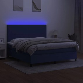 Letto a molle con materasso e led blu 160x200 cm in tessuto