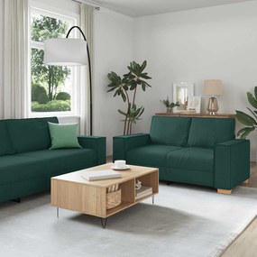 Set Di Divani 2 Pz Con Cuscini Verde Scuro İn Tessuto /