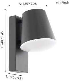Eglo 97482 - Applique a LED da esterno CALDIERO-C 1xE27/9W/230V antracite