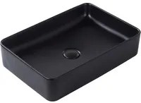 Lavabo da appoggio in ceramica con finitura nera opaca 510 x 340 mm Lavello da bagno rettangolare