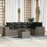 Set Divano da Giardino 6 pz con Cuscini Grigio in Polyrattan 3222539