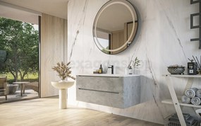 Mobile bagno grigio 100x45 San Marino due cassetti con lavabo in mineralmarmo e frontale a righe orizzontali