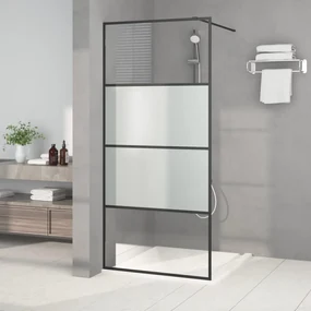 Parete Doccia Walk İn Nera 90x195 Cm Vetro Semi Smerigliato Esg /
