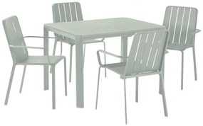 Set tavolo e sedie Idaho NATERIAL in alluminio verde per 4 persone