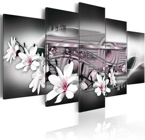 Quadro Espressione di fiori  Colore Grigio, Dimensioni e Misure 100x50