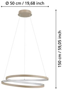 Eglo 901139 - Lampadario LED a sospensione con filo RUOTALE LED/36W/230V 3000K beige