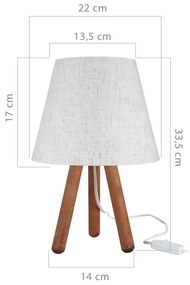 Lampada da tavolo con paralume in tessuto bianco e naturale (altezza 33,5 cm) - Squid Lighting
