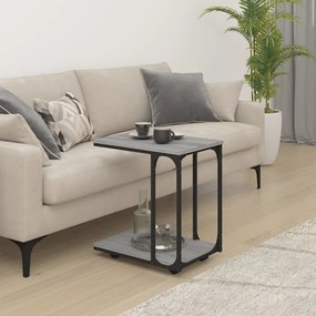 Tavolino con Ruote Grigio Sonoma 50x35x55,5cm Legno Multistrato