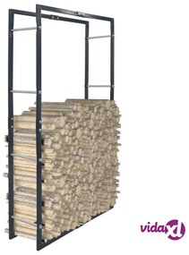 vidaXL Rastrelliera per Legna da Ardere Nera 80x25x150 cm in Acciaio