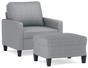 Poltrona con poggiapiedi grigio chiaro 60 cm in tessuto