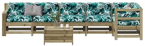 Set divani da giardino 7pz con cuscini legno impregnato di pino