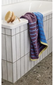 Asciugamano in cotone blu e viola Dora, 50 x 100 cm - Hübsch