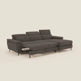 Estro Divano estraibile con chaise-longue e poggiatesta reclinabili in tessuto impermeabile T14 marrone