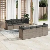 Set Divano da Giardino 9 pz con Cuscini Grigio in Polyrattancod mxl 113987