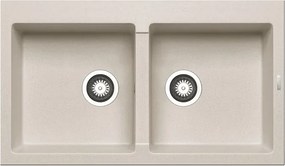 Lavello integrato 2 vasche in granito beige PYRAMIS Athlos L 50 x L 86 cm