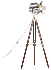 Lampada Da Terra A Treppiede Legno Massello Di Mango 180 Cm /