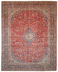 Kashan Tappeto 320x400 Rosso (Iran) Annodato A Mano