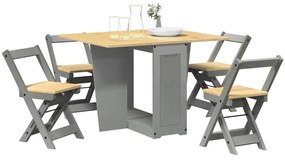 Set da pranzo 5 pz corona pieghevole grigio in legno di pino