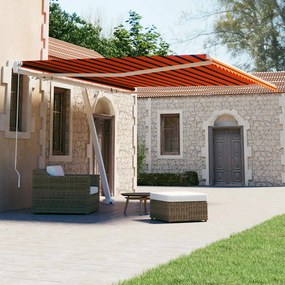 Tenda Retrattile Manuale Con Palo 450x300 Cm Arancio Marrone /
