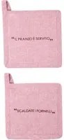 Set 2 presine 17x17 cm malva con scritta