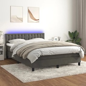 Letto A Molle Con Materasso E Led Grigio Scuro 140x190 Cm /