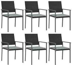 Set da pranzo da giardino 7 pz in polyrattan e acciaio