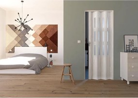 Porta a Soffietto da Interno 88,5x214 cm in PVC con Vetro Florance Pino Sbiancato...