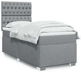 Giroletto A Molle Con Materasso Grigio Chiaro100x200 Cm Tessuto /