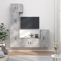 Set di Mobili Porta TV 5 pz Grigio Cemento in Legno Multistrato 3188618