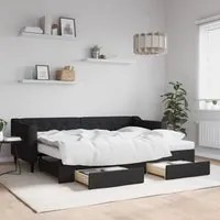 Divano Letto Estraibile con Cassetti Nero 80x200 cm in Tessutocod mxl 131087