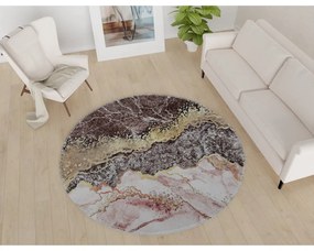 Tappeto rotondo lavabile in marrone-oro ø 80 cm - Vitaus