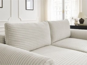 Divano color crema allungabile con rivestimento in velluto a coste 257 cm Lucien – Bobochic Paris