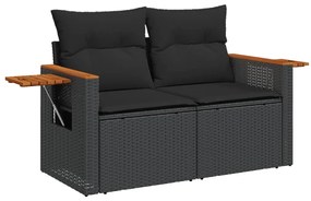 Set Divani da Giardino 10pz con Cuscini in Polyrattan Nero