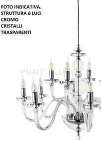 Lampadario in vetro bach 6 luci lp.bach-6sp-cr cromato