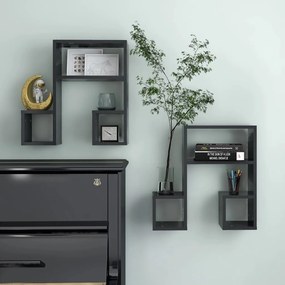 Mensole A Muro 2 Pz Grigie 50x15x50 Cm İn Legno Multistrato /