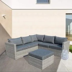 Salotto angolare Argentina con cuscini in wicker grigio UV protection