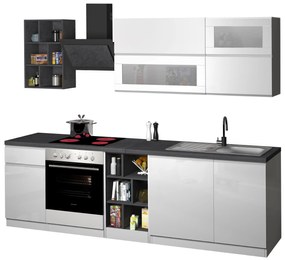 Cucina Lineare Bianca SOLE 256 cm – Moderna, Soft Close, Made in Italy