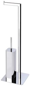 Piantana porta rotolo e porta scopino wc Steel grigio cromo lucido