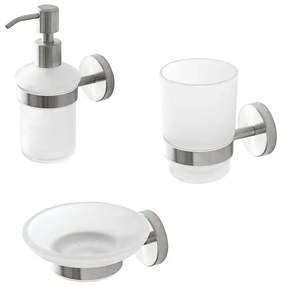 Set accessori a muro 3 pezzi in acciaio inox satinato e viti incluse Galassia
