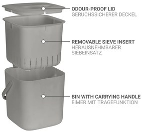 Bidone per l'umido grigio chiaro 3 l Conny – Wenko