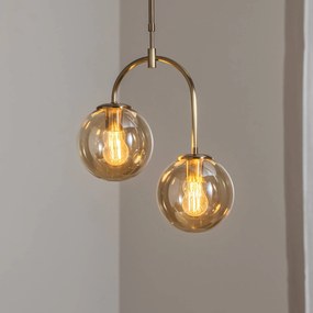 Lampada a sospensione in vetro Portemo Lucea, dimmerabile, Ottone / Oro, Soggiorno / Sala da pranzo, Metallo, Lampada a sospensione