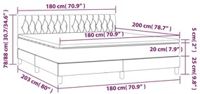 Letto a Molle con Materasso e LED Rosa 180x200 cm in Velluto