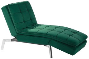 Chaise longue regolabile in velluto verde smeraldo LOIRET Beliani