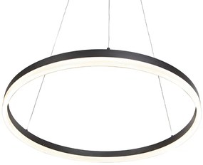 Lampada a sospensione di design nera 60 cm con LED dimmerabile a 3 livelli - Anello