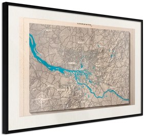 Poster  Raised Relief Map: Hamburg  Cornice Quadri Cornice nera con pass-partout, Larghezza x Altezza Home decor 30x20