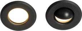 Set di 5 faretti da incasso moderni neri con LED IP67 - Linsey