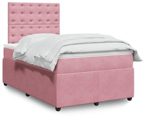 Giroletto A Molle Con Materasso Rosa 120x200 Cm İn Velluto /