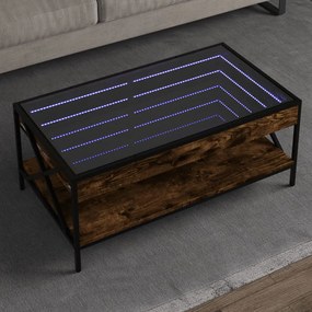 Tavolino Da Salotto Con Led Infinity Rovere Fumo 90x50x38 Cm /